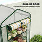 Mini Greenhouse with Screen Roof, Portable Small Greenhouse with Roll-Up Zipper Door