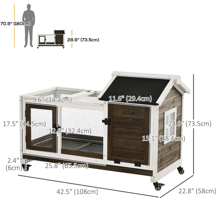 Coffee Rabbit Cage with Wheels & Run