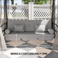 3 Person Outdoor Patio Daybed, 3 in 1 Canopy Gazebo Swing Chair Garden Hammock with Mesh Mosquito and Sun Shade, Grey