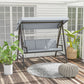 3 Seater Patio Swing Chair, Porch Swing with Adjustable Canopy and Removable Cushions, Outdoor Swing Seat, Light Grey
