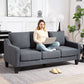 3 Seater Sofa, Modern Couch with Pocket Spring, Linen Upholstered, Thick Padded, Charcoal Grey