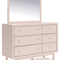 Wistenpine - 9 Pc. - Dresser, Mirror, Chest, Full Upholstered Panel Bed With Side Storage, 2 Nightstands - Blush