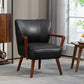 Faux Leather Accent Armchair with Wood Legs - Black