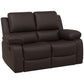 Reclining Loveseat Sofa with Pullback Control Footrest, Leather Manual Recliner for Living Room, Easy Cleaning & Assembly, Brown