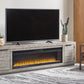 Naydell - Gray - 92" TV Stand With Wide Fireplace Insert