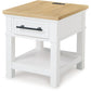 Ashbryn - White / Natural - Rectangular End Table