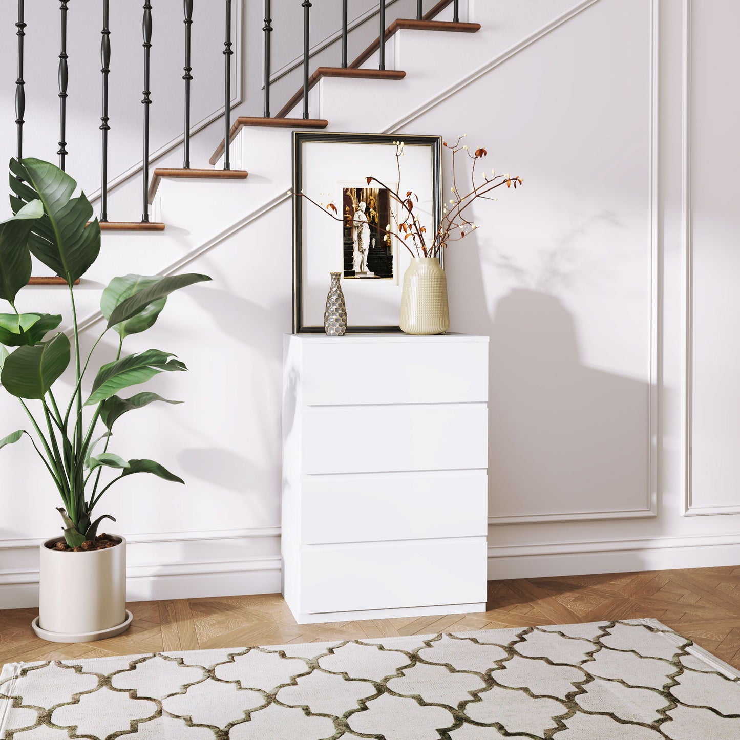 4 Drawer Chest Storage Cupboard Freestanding Drawer Unit, White