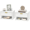 Floating Nightstand Set of 2 with Fluted Drawer - White