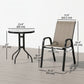 3 Pieces Bistro Set, Small Patio Furniture Set with Stackable Mesh Chairs, Glass Table for Garden, Light Mixed Brown