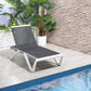Outdoor Chaise Lounge Chair, Patio Aluminum Tanning Chair with 5-Level Adjustable Back, Portable Wheels, Breathable Mesh Fabric, for Pool, Deck, Garden, Black