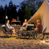 4 Piece Folding Camping Table and Chairs, Outdoor Lawn Chair Set w/ Table, Cup Holders for Hiking, Picnic, Grey