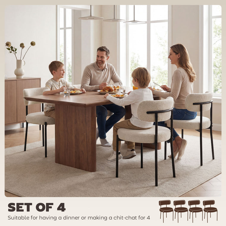 Set of 4 Berber Fleece Dining Chairs
