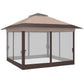 12' x 12' Foldable Pop-up Party Tent Instant Canopy Sun Shade Gazebo Shelter with Steel Frame, Khaki