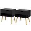 Nightstands Set of 2 with Drawer and Shelf - Black