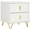 Nightstand with 2 Drawers and Metal Legs - White