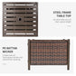 21.75" Outdoor Rattan Wicker Patio Coffee Table with Umbrella Hole, Patio Side Table with Slatted Metal Top, Brown