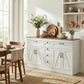 55" Farmhouse Sideboard Cabinet with 4 Barn Doors - White