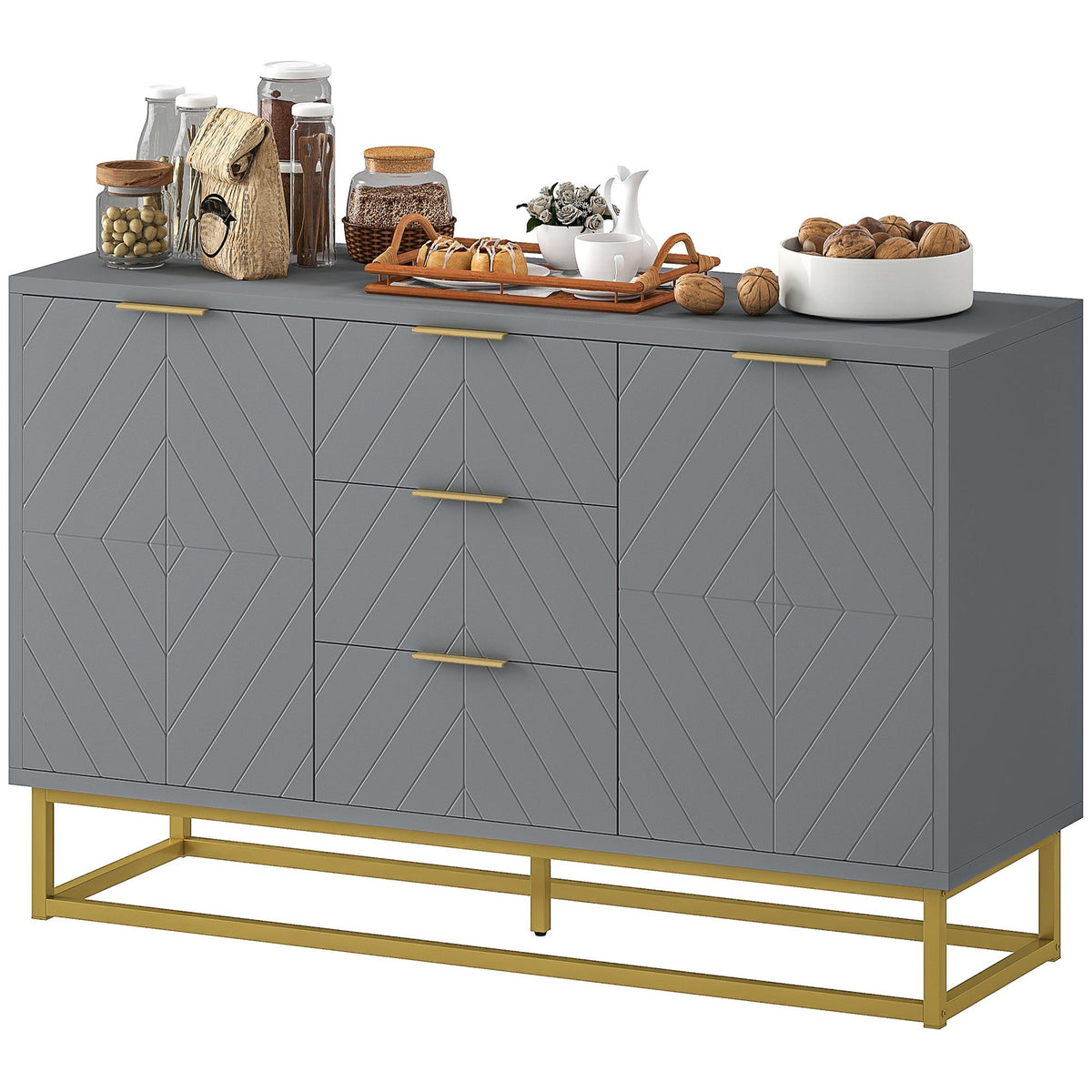 Sideboard Cabinet with 3 Drawers - Grey