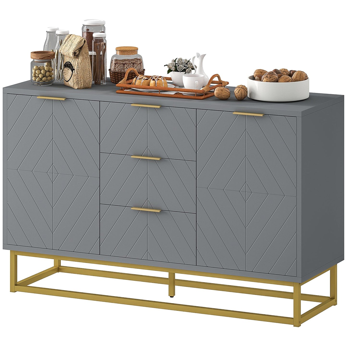 Sideboard Cabinet with 3 Drawers - Grey