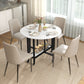 Folding Dining Table, Drop Leaf Table with Open Shelf, Rolling Kitchen Table for Dining Room, Small Spaces, White Marble