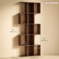 5-Tier S-Shaped Geometric Bookcase - Brown Wood Grain