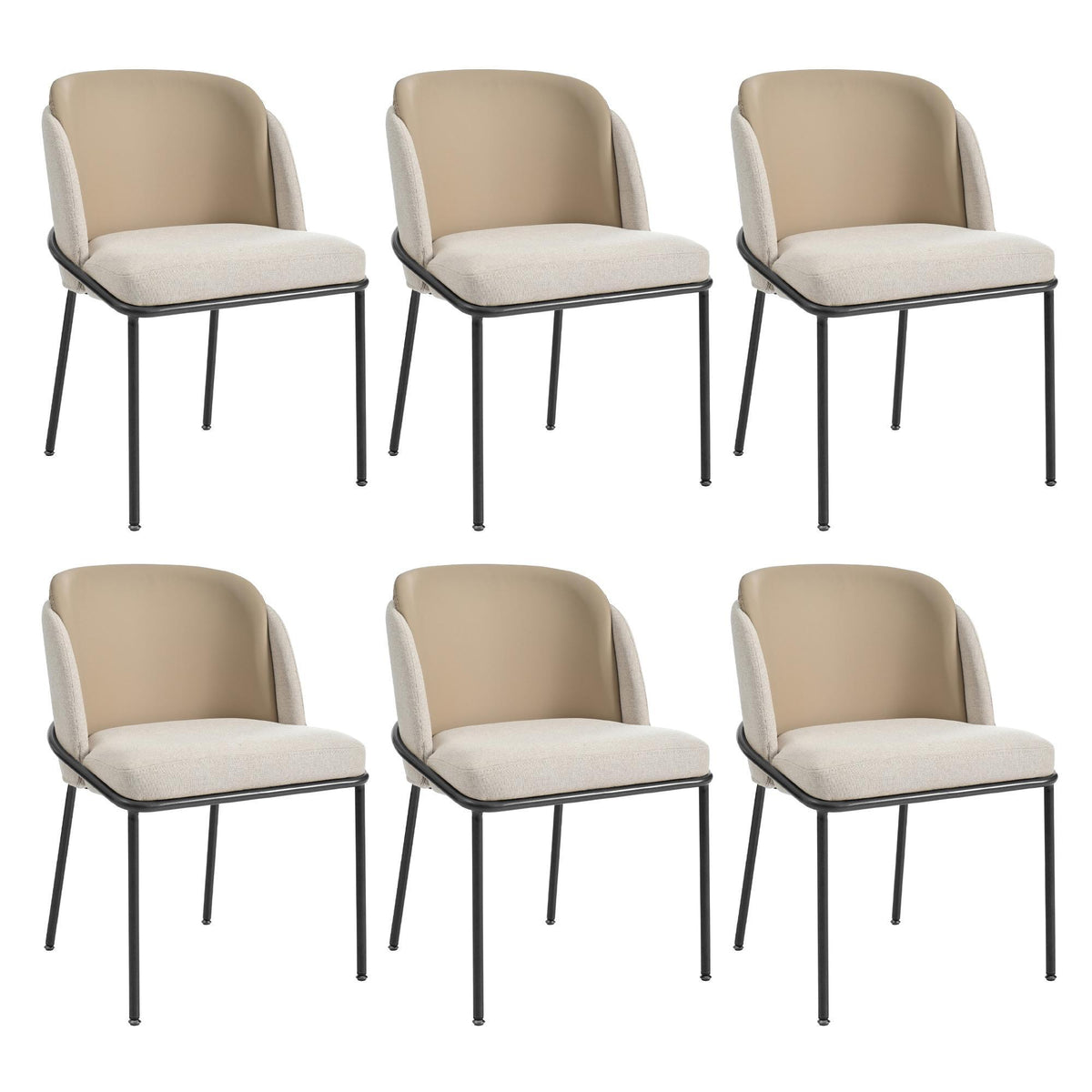 Set of 6 Minimalist Dining Chairs with Ergonomic Contoured Backrest, Durable Chairs Set with Solid Frame, 21.5'' L x 21.5'' W x 33.5'' H, Beige