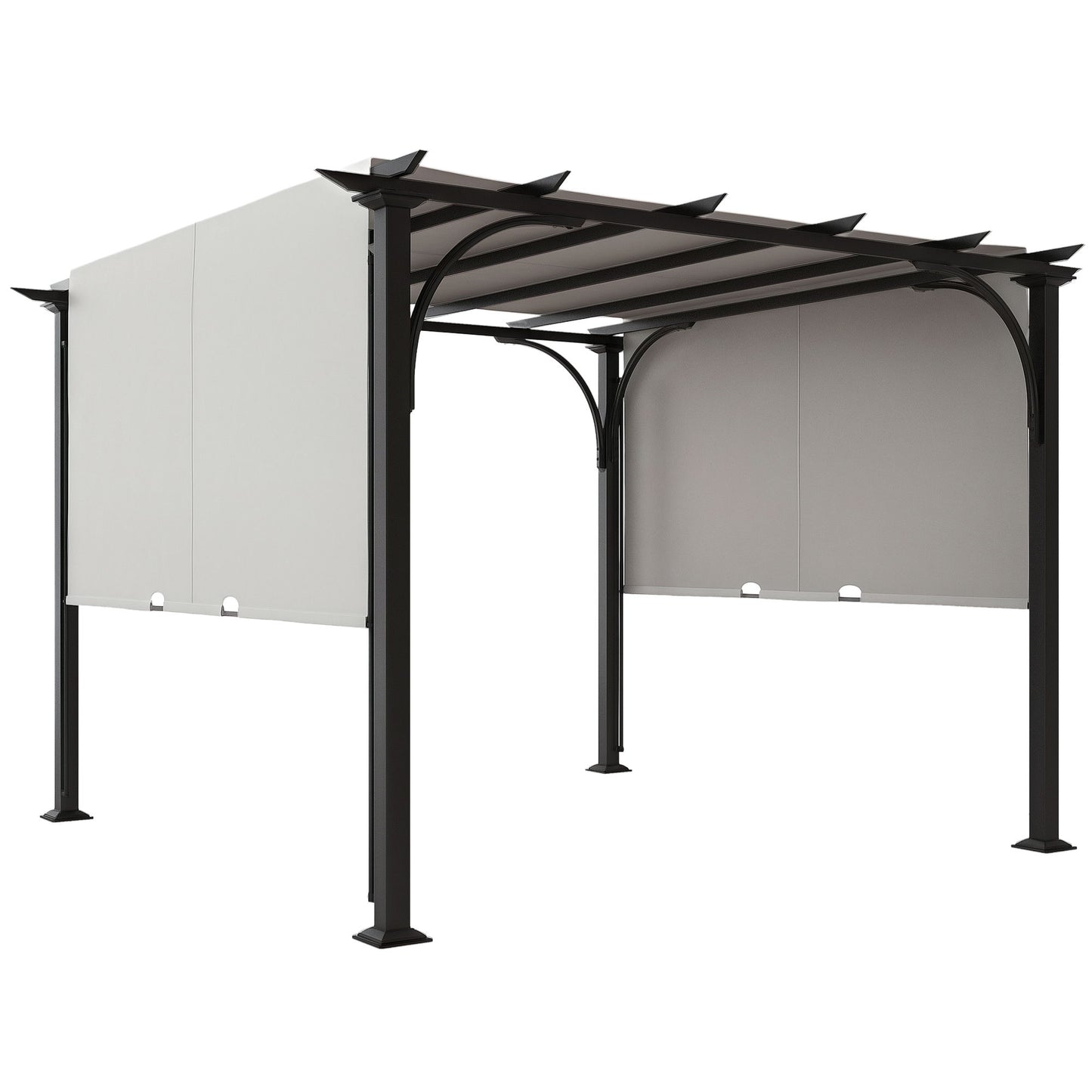 10' x 10' Outdoor Pergola Patio Gazebo Canopy Sun Shelter, Steel Frame, White