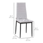 High Back Dining Chairs, Modern Upholstered Linen Fabric Accent Chairs with Metal Legs for Kitchen, Set of 4, White
