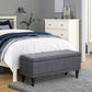 Storage Ottoman, Linen Fabric End of Bed Bench with Soft Close Lid, Button Tufted Storage Bench for Living Room, Entryway or Bedroom, 42" x 17" x 19", Grey