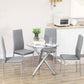 Kitchen Chairs Set of 4, Dining Chairs w/ Faux Leather Upholstery and Steel Legs for Living Room, Dining Room, Grey