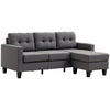 L-Shaped Sectional Sofa with Ottoman - Dark Grey