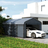 12' x 20' Metal Carport, Heavy Duty Garage Car Shelter with Galvanized Metal Roof and Removable Sidewalls, Dark Grey