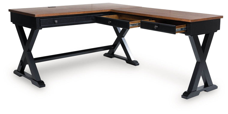 Wildenauer - Brown / Black - Home Office Desk And Return - Forward Furniture
