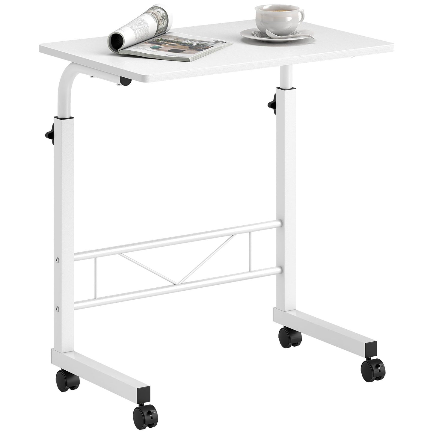 23.5" Mobile Standing Desk with Wheels - White