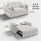 3‑in‑1 Convertible Sofa Bed, Pull Out Sleeper Sofa with USB Charging, Adjustable Backrest, Side Pockets, Beige