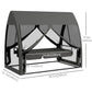 3-Seater Outdoor Swing Chair Chaise Lounger Bed Garden Hammock with Steel Stand, Canopy Netting Walls, Dark Grey