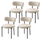 4 Pieces Kitchen Chairs, Modern Dining Chairs w/ Berber Fleece Upholstery and Steel Legs for Living Room, Beige