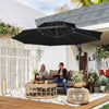 11ft Outdoor Cantilever Umbrella Rotatable Sun Shade Aluminum Market Umbrella with Adjustable Angle & Double-top Canopy for Backyard, Poolside, Lawn and Garden Dark Grey