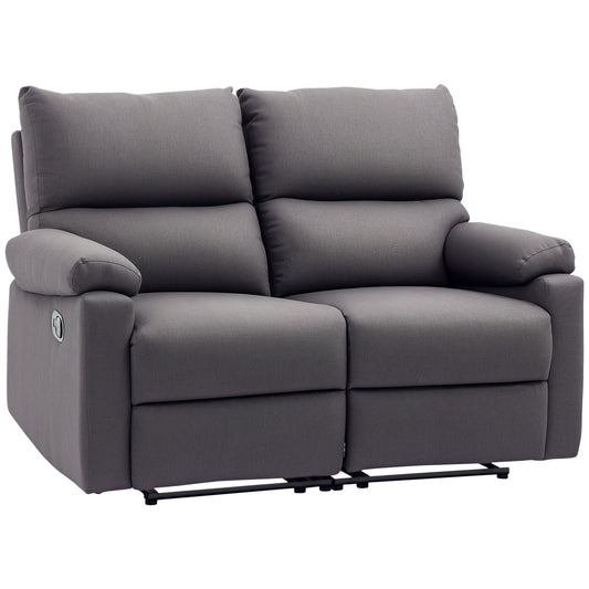 2 Seater Reclining Chair, Loveseat Recliner Sofa with Footrest and Split Backrest, Dark Grey