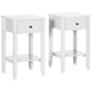 2-Tier End Tables Set of 2 with Drawer - White