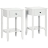 2-Tier End Tables Set of 2 with Drawer - White