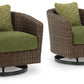 Horizon Hall - Swivel Lounge With Cushion - Brown / Green