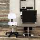 Rolling Stool with Wheels, Swivel Stool with Back Support, Adjustable Height, PU Leather Drafting Chair for Home Office, White
