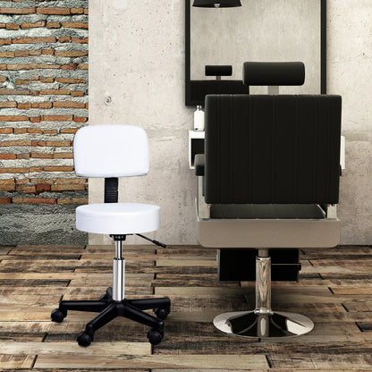 Adjustable Rolling Drafting Stool with Back - White