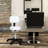 Rolling Stool with Wheels, Swivel Stool with Back Support, Adjustable Height, PU Leather Drafting Chair for Home Office, White