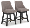 Neymorton - Upholstered Swivel Barstool (Set of 2) - Dark Grayish Brown