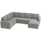 Pull Out Sofa Bed, Sleeper Sofa Couch with Hidden Storage, Chaise Lounge, Velvet Upholstery, U-Shaped Futon Couch