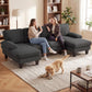 Sectional Sofa, U Shaped Couch with Double Chaise, Pillow-top Armrests and Spring Cushions, 2200lb Capacity, Dark Grey