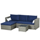 3pcs Modern Rattan Sofa Set, Wicker Patio Furniture Set with Coffee Table, Cushions, Pillows