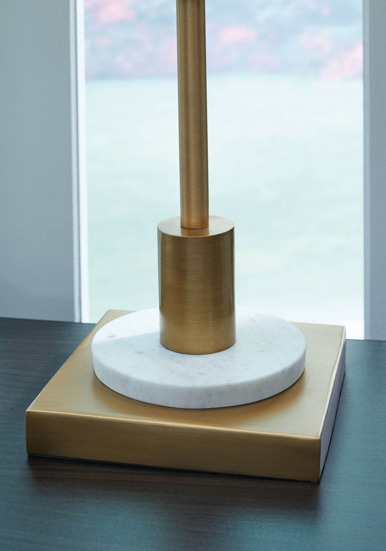 Fritzburn - Gold Finish / White - Metal Table Lamp - Forward Furniture